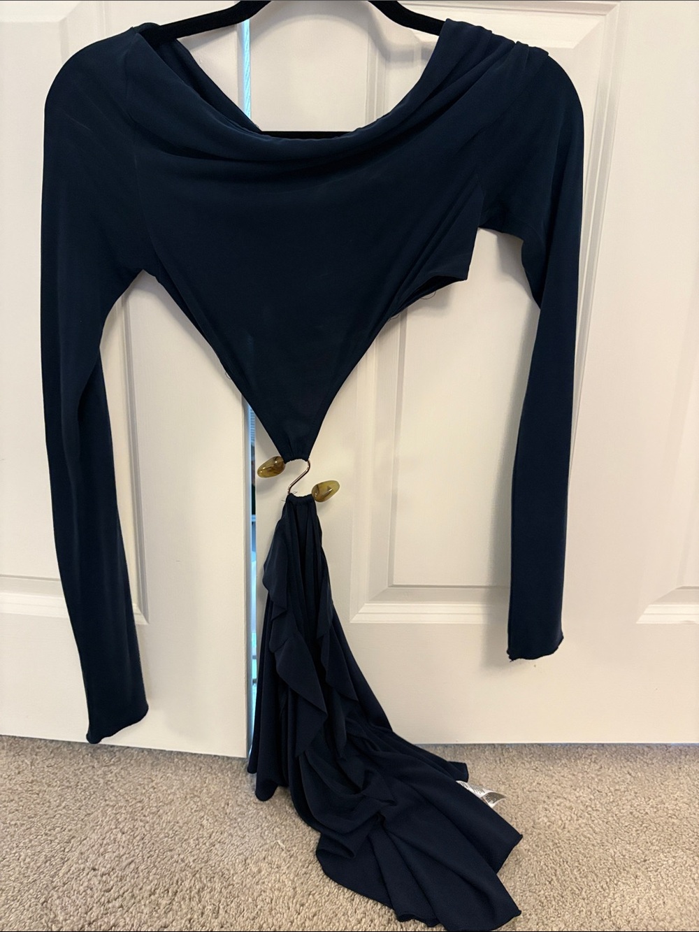 Jaded London Navy Long-Sleeve Draped Maxi Dress